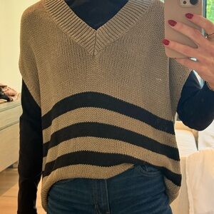 Rails Black and Tan V-Neck Sweater Vest